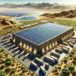 "Amazon solar-powered fulfillment center in California showcasing renewable energy technology and sustainable logistics practices"
