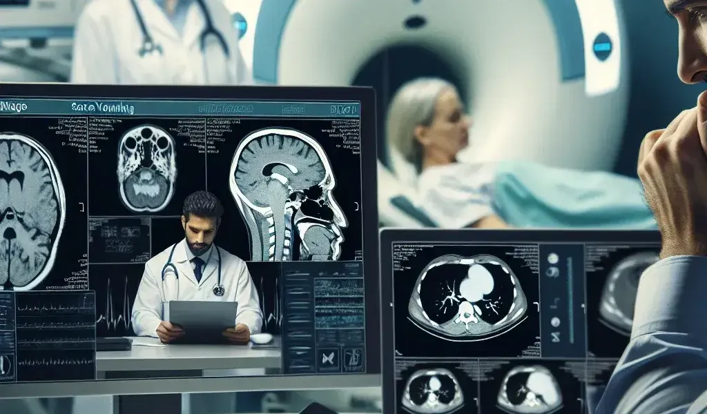 "Patient accessing hospital portal on a tablet to view CT and MRI imaging results securely, illustrating advancements in healthcare technology"