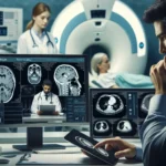 "Patient accessing hospital portal on a tablet to view CT and MRI imaging results securely, illustrating advancements in healthcare technology"