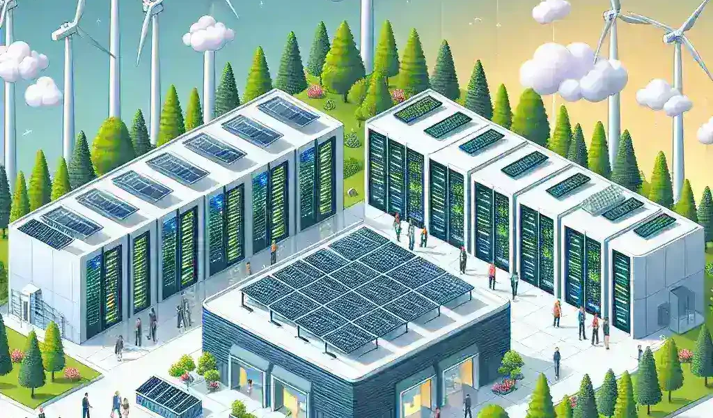 "Microsoft Azure's new carbon neutral data center in the U.S., showcasing sustainable technology and eco-friendly architecture for cloud computing."