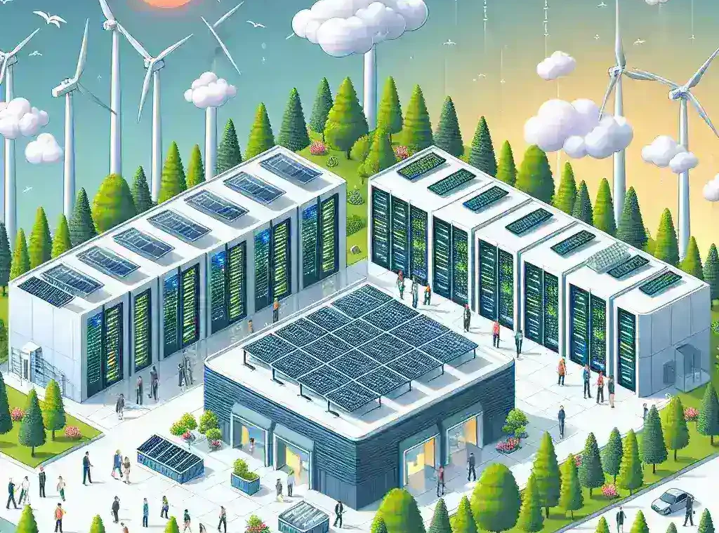 "Microsoft Azure's new carbon neutral data center in the U.S., showcasing sustainable technology and eco-friendly architecture for cloud computing."