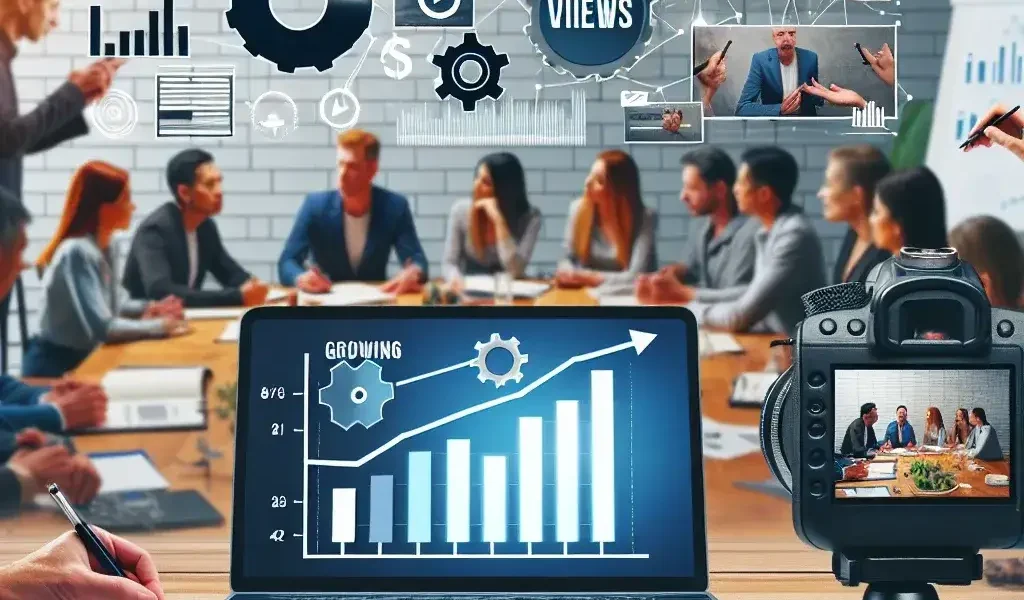 "Business owner using YouTube marketing strategies on a laptop, showcasing video content creation and audience engagement for effective brand promotion."