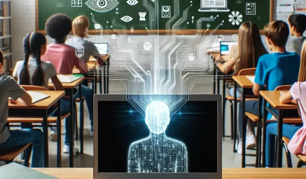 "Students using Chromebooks in a classroom setting, showcasing AI features that enhance learning experiences in U.S. schools."