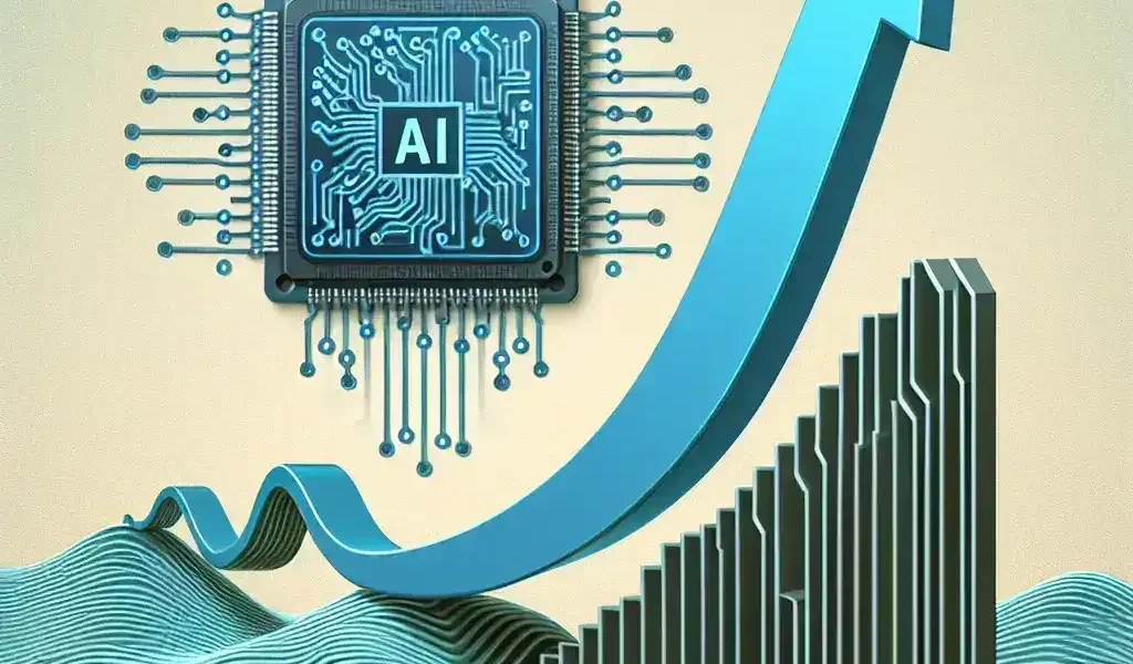 "Micron Technology stock price chart showcasing significant increase, highlighting the surge in share prices driven by rising demand for AI chips in the semiconductor market."