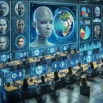 "Illustration of advanced deepfake detection technology being integrated into content platforms, showcasing a digital screen with real-time analysis of video authenticity."