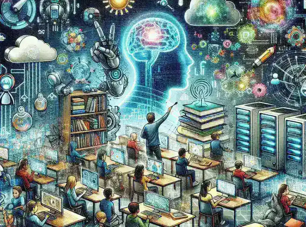 "AI-powered education tools launched by Pearson and Google showcased in a classroom setting, highlighting innovative learning technologies for enhanced student engagement and personalized learning experiences."